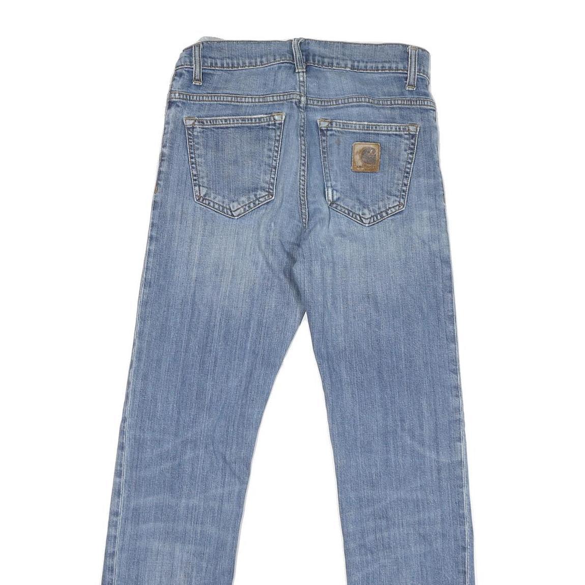 CARHARTT Mens Slim Blue Denim Jeans W28 L30 Cotton Blend Zip Pocket Casual