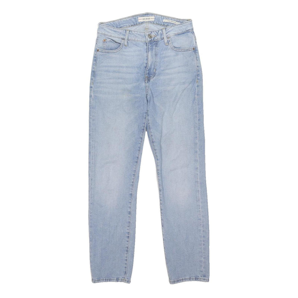 GUESS Womens Light Blue Regular Fit Straight Denim Jeans Button W28 L27 Classic