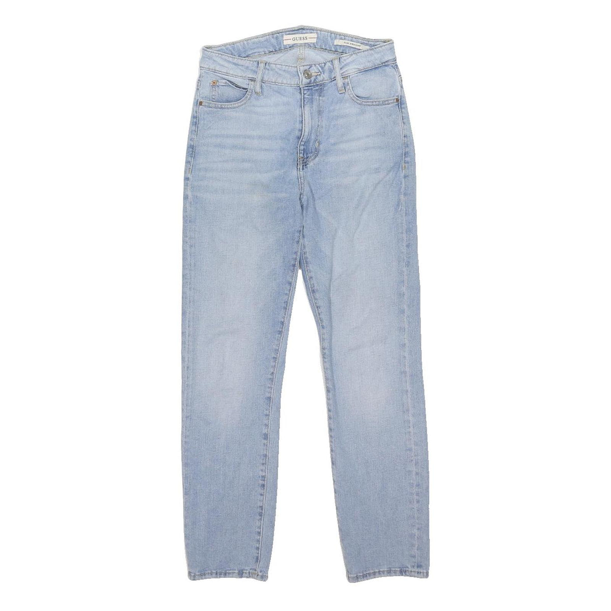 GUESS Womens Light Blue Regular Fit Straight Denim Jeans Button W28 L27 Classic