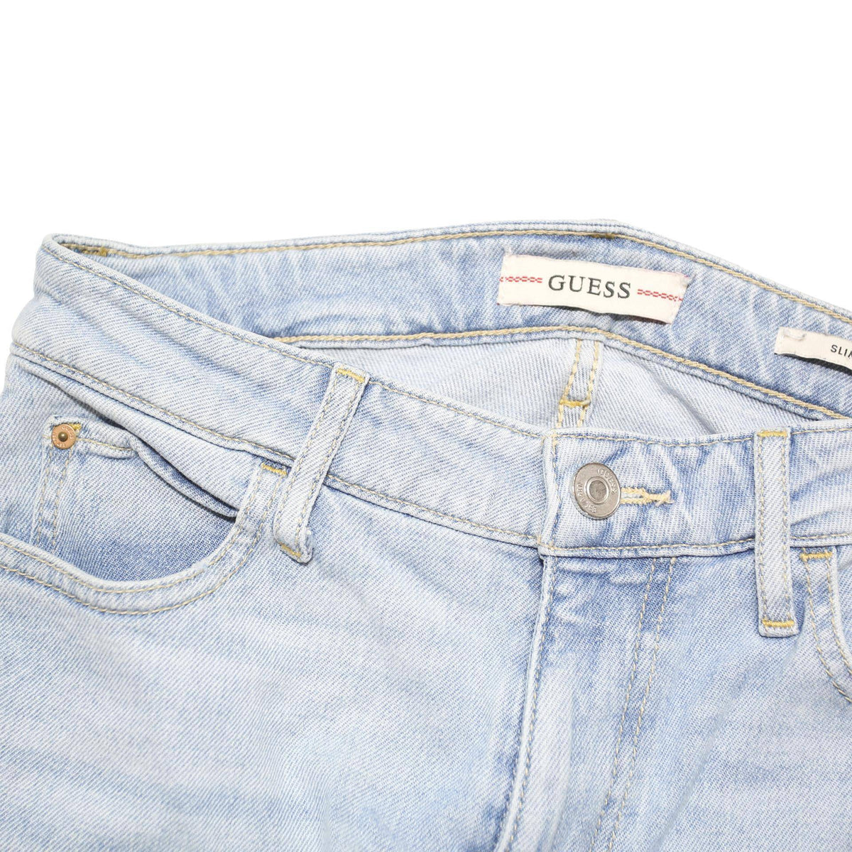 GUESS Womens Light Blue Regular Fit Straight Denim Jeans Button W28 L27 Classic