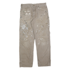 CARHARTT Mens Cotton Blend Beige Relaxed Straight Trousers W36 L32 Workwear