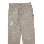 CARHARTT Mens Cotton Blend Beige Relaxed Straight Trousers W36 L32 Workwear