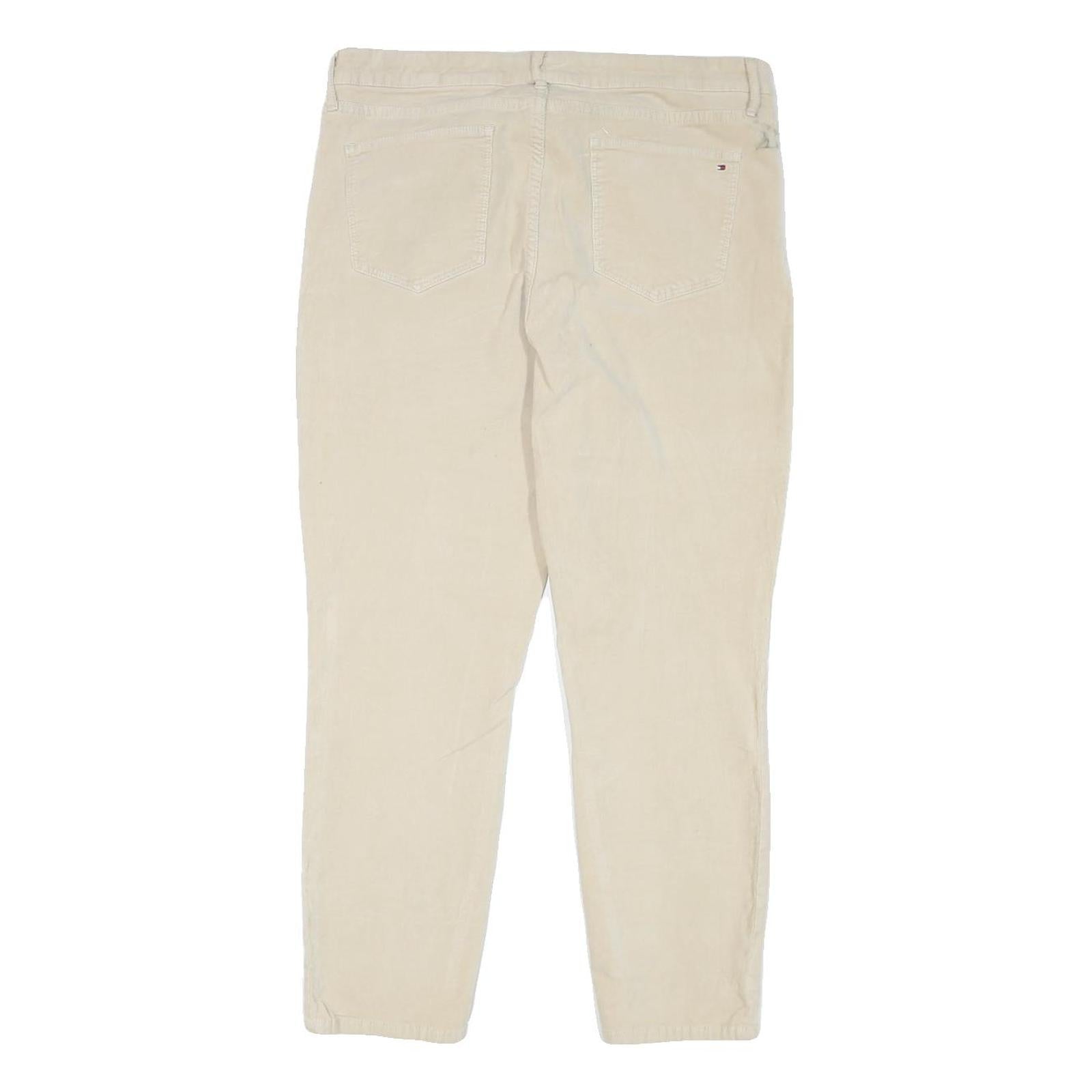 TOMMY HILFIGER Womens Regular Fit Beige Cotton Blend Regular Leg Trousers W34