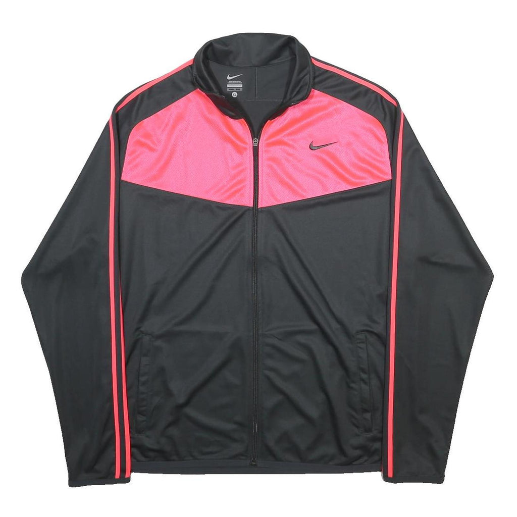 NIKE Mens Black & Pink Athletic Zip Polyester Jacket XL Sportswear Track