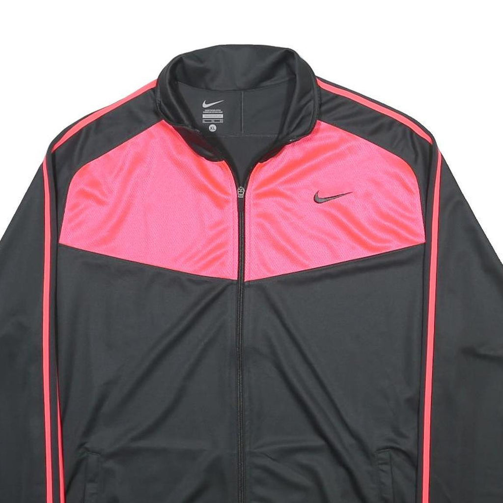 NIKE Mens Black & Pink Athletic Zip Polyester Jacket XL Sportswear Track