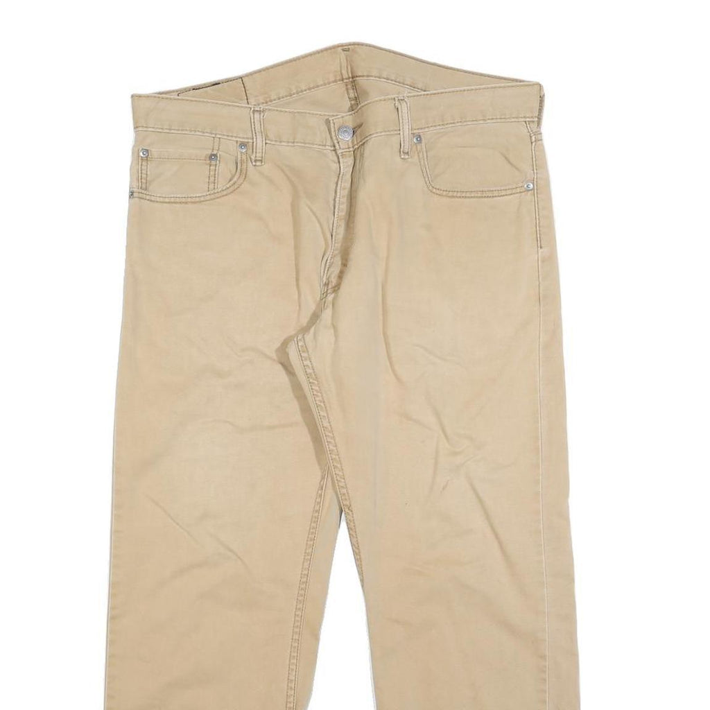 LEVI'S Mens Cotton Blend Beige Relaxed Straight Trousers W36 L30 Casual Zip