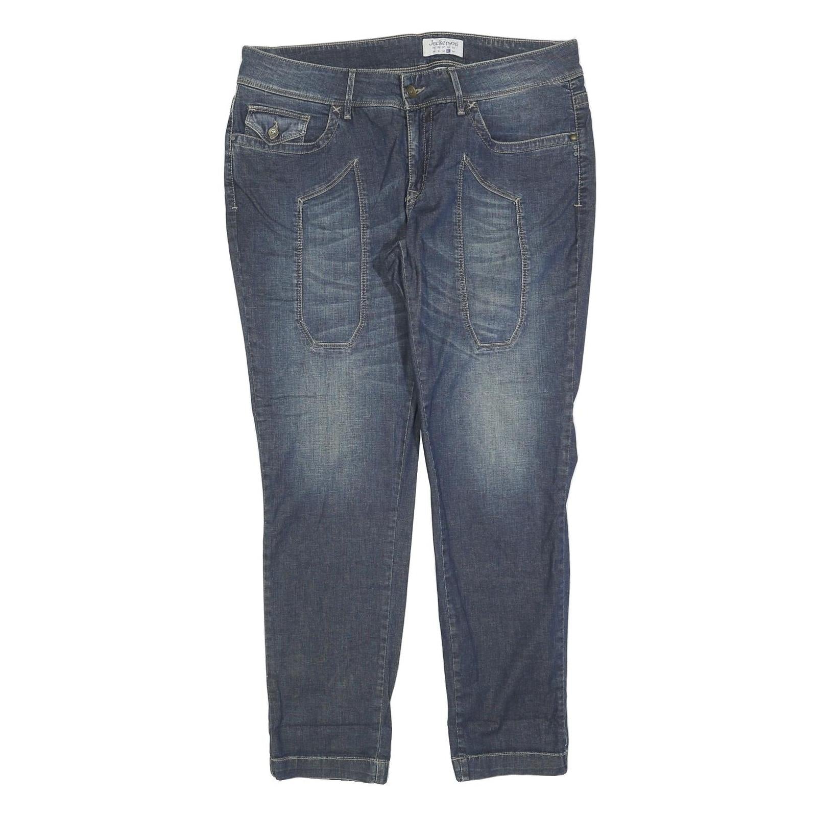 JECKERSON Womens Blue Regular Straight Denim Jeans W33 L30 Stylish Cotton Blend