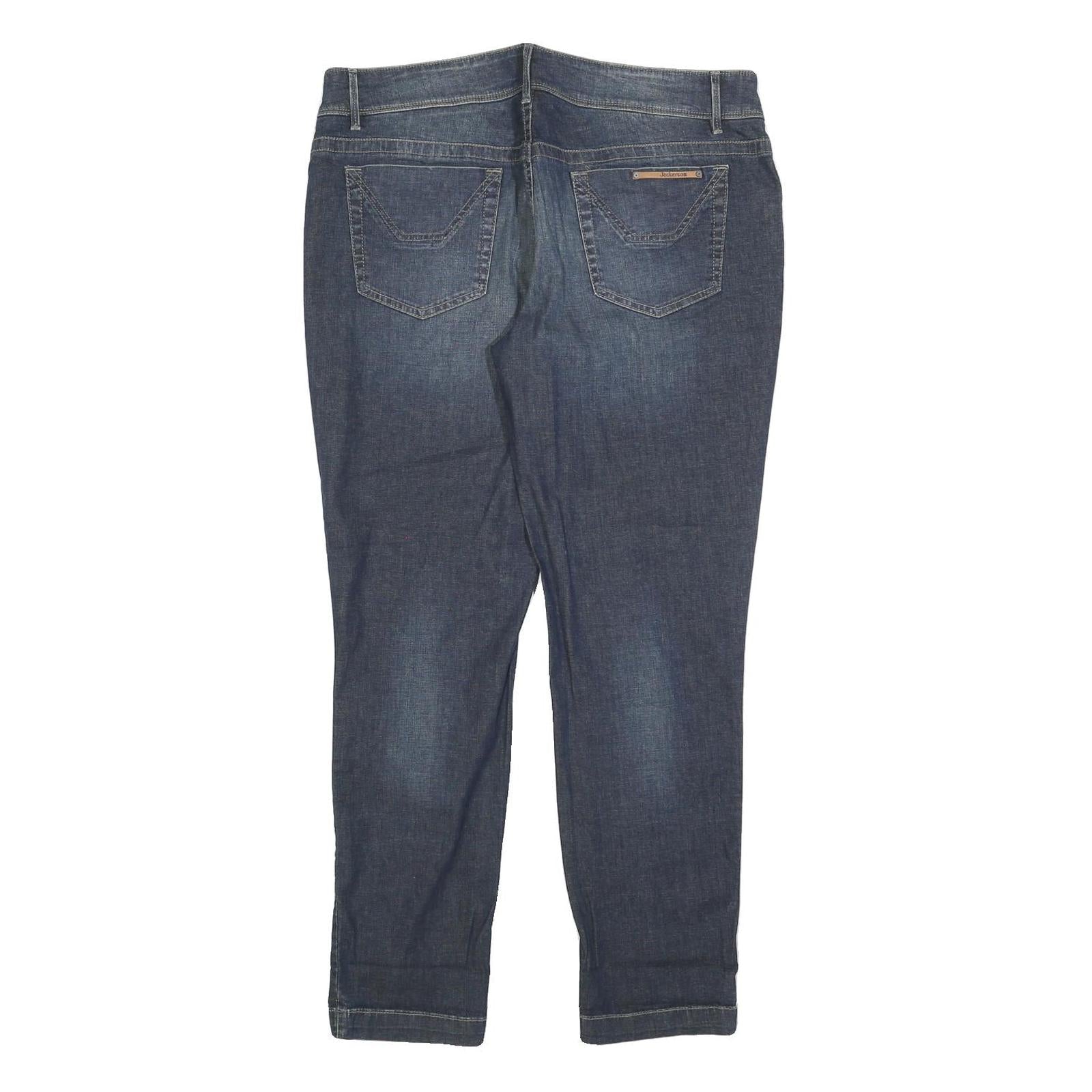 JECKERSON Womens Blue Regular Straight Denim Jeans W33 L30 Stylish Cotton Blend