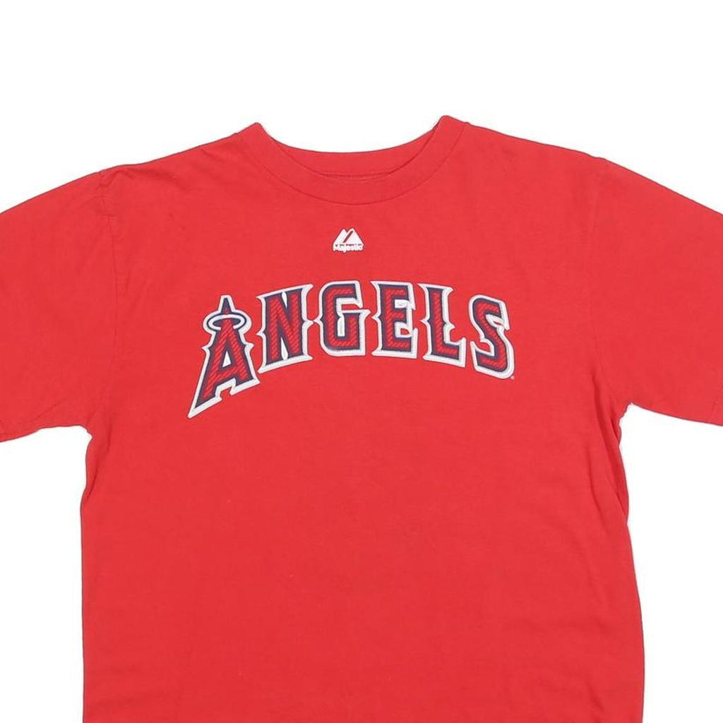MAJESTIC Mens Red Angeles Graphic T-Shirt S Short Sleeve Crew Neck Baseball