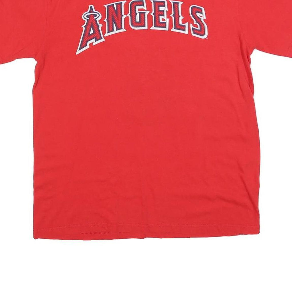MAJESTIC Mens Red Angeles Graphic T-Shirt S Short Sleeve Crew Neck Baseball