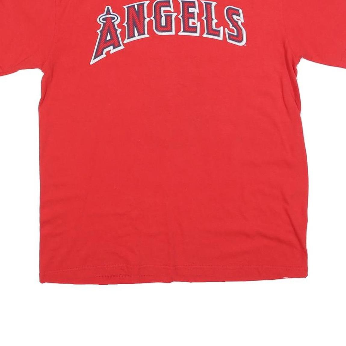 MAJESTIC Mens Red Angeles Graphic T-Shirt S Short Sleeve Crew Neck Baseball