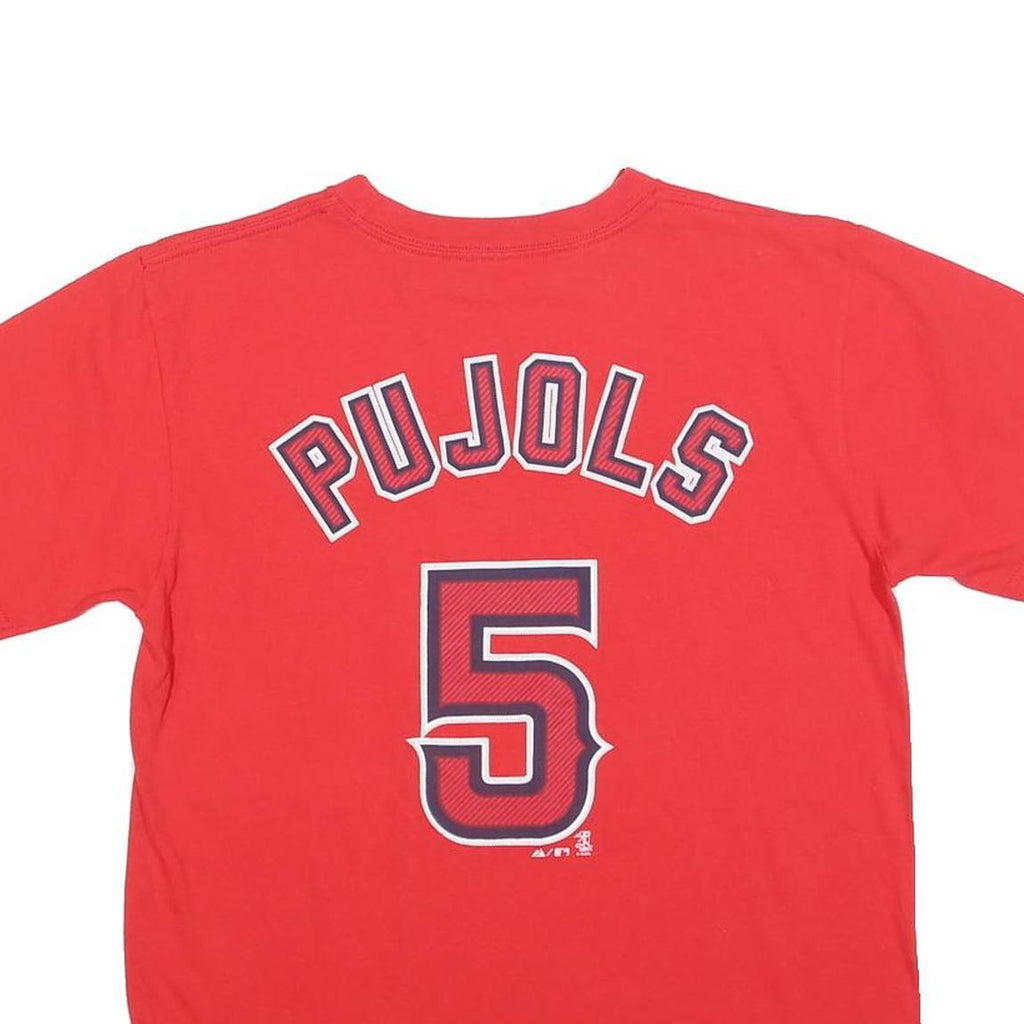 MAJESTIC Mens Red Angeles Graphic T-Shirt S Short Sleeve Crew Neck Baseball