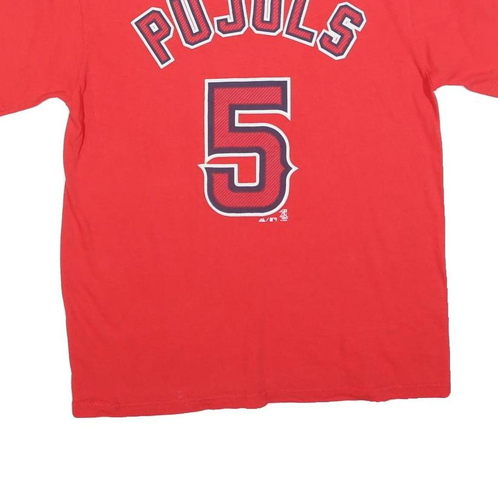 MAJESTIC Mens Red Angeles Graphic T-Shirt S Short Sleeve Crew Neck Baseball