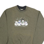 LEE Mens Green Crew Neck M Snowman Graphic Cotton Sweatshirt Pullover