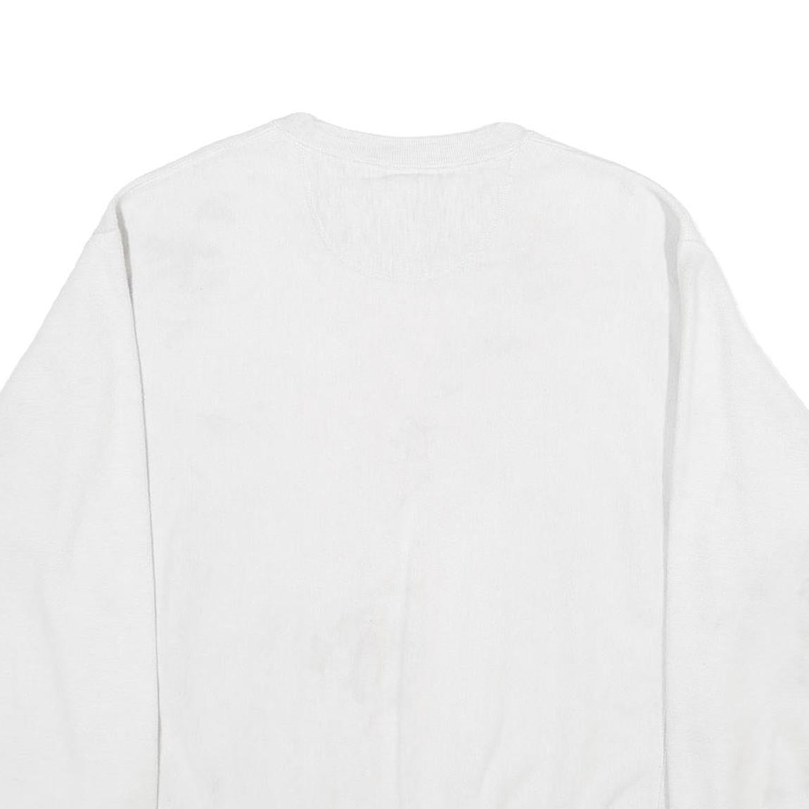 CHAMPION REVERSE WEAVE Mens White Crew Neck L Cotton Blend Sweatshirt Pullover