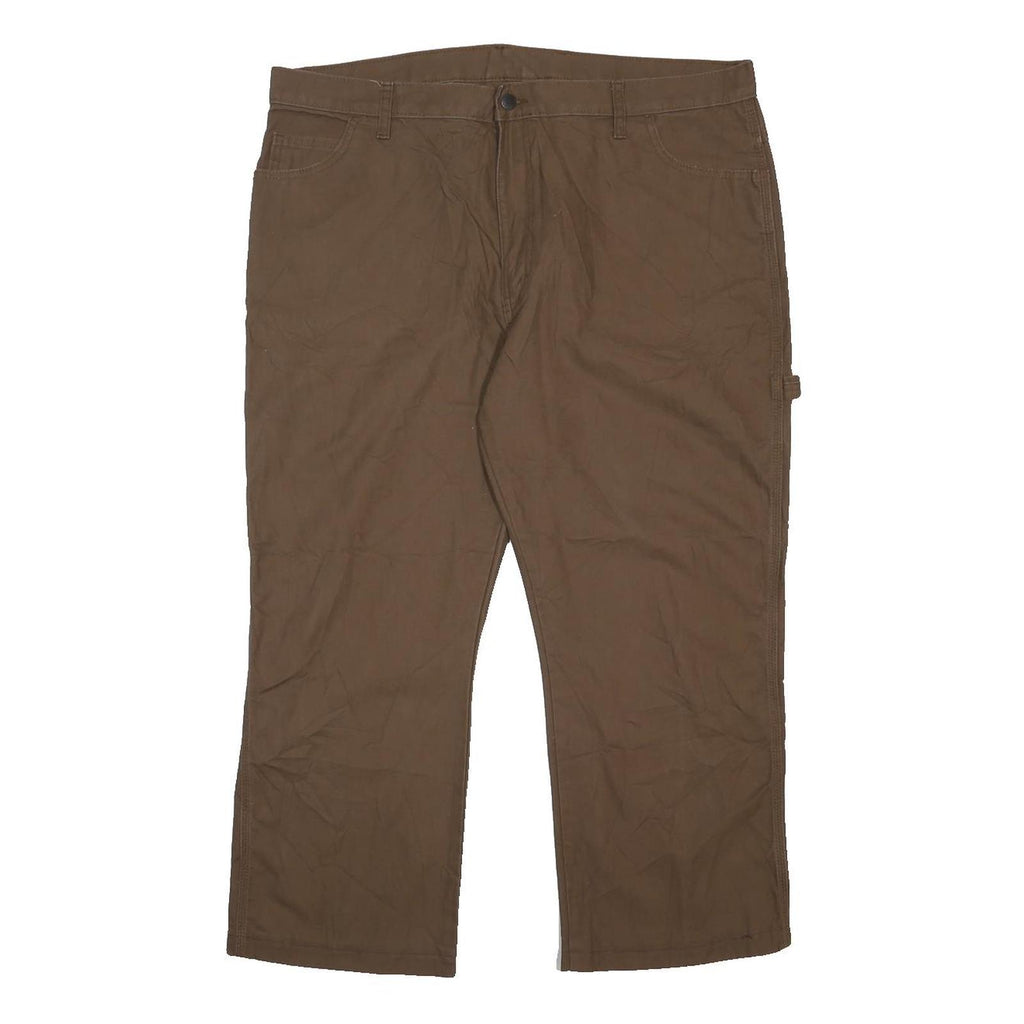 DICKIES Mens Cotton Blend Brown Relaxed Straight Trousers W40 L25 Workwear