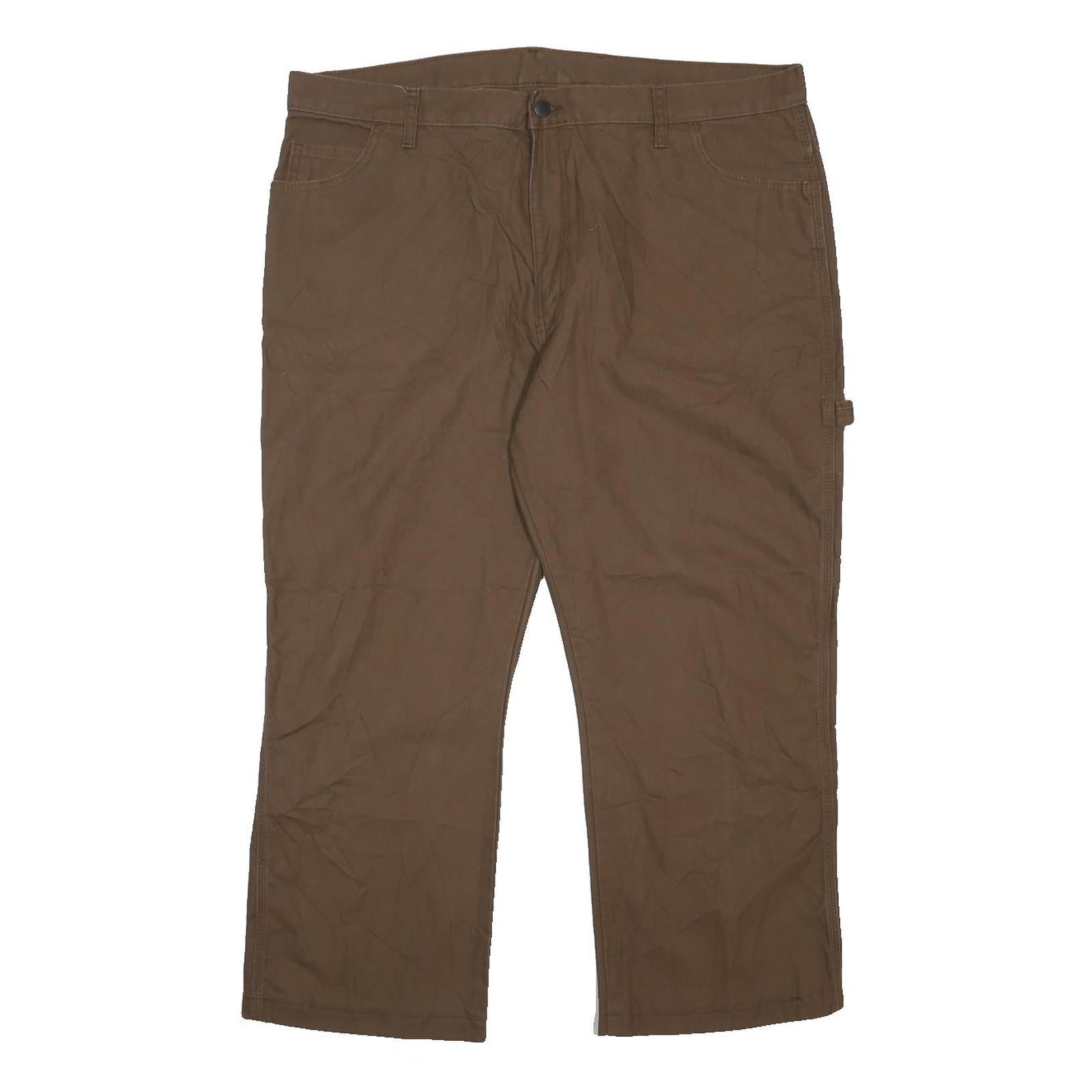 DICKIES Mens Cotton Blend Brown Relaxed Straight Trousers W40 L25 Workwear