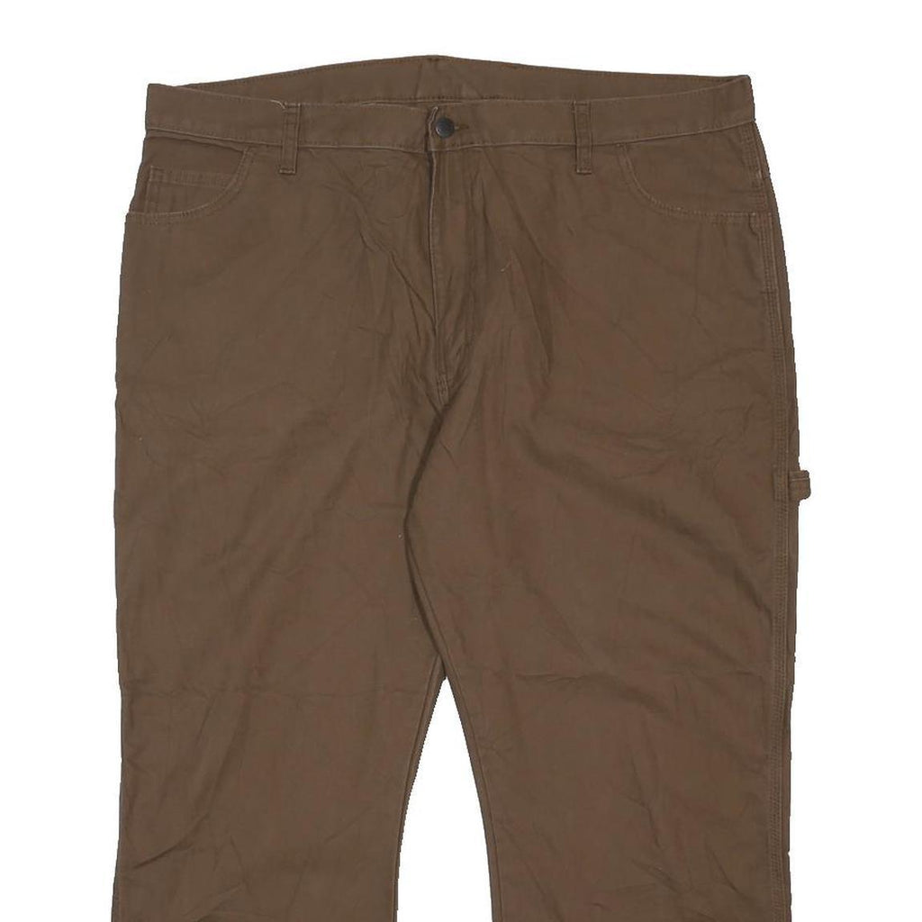 DICKIES Mens Cotton Blend Brown Relaxed Straight Trousers W40 L25 Workwear