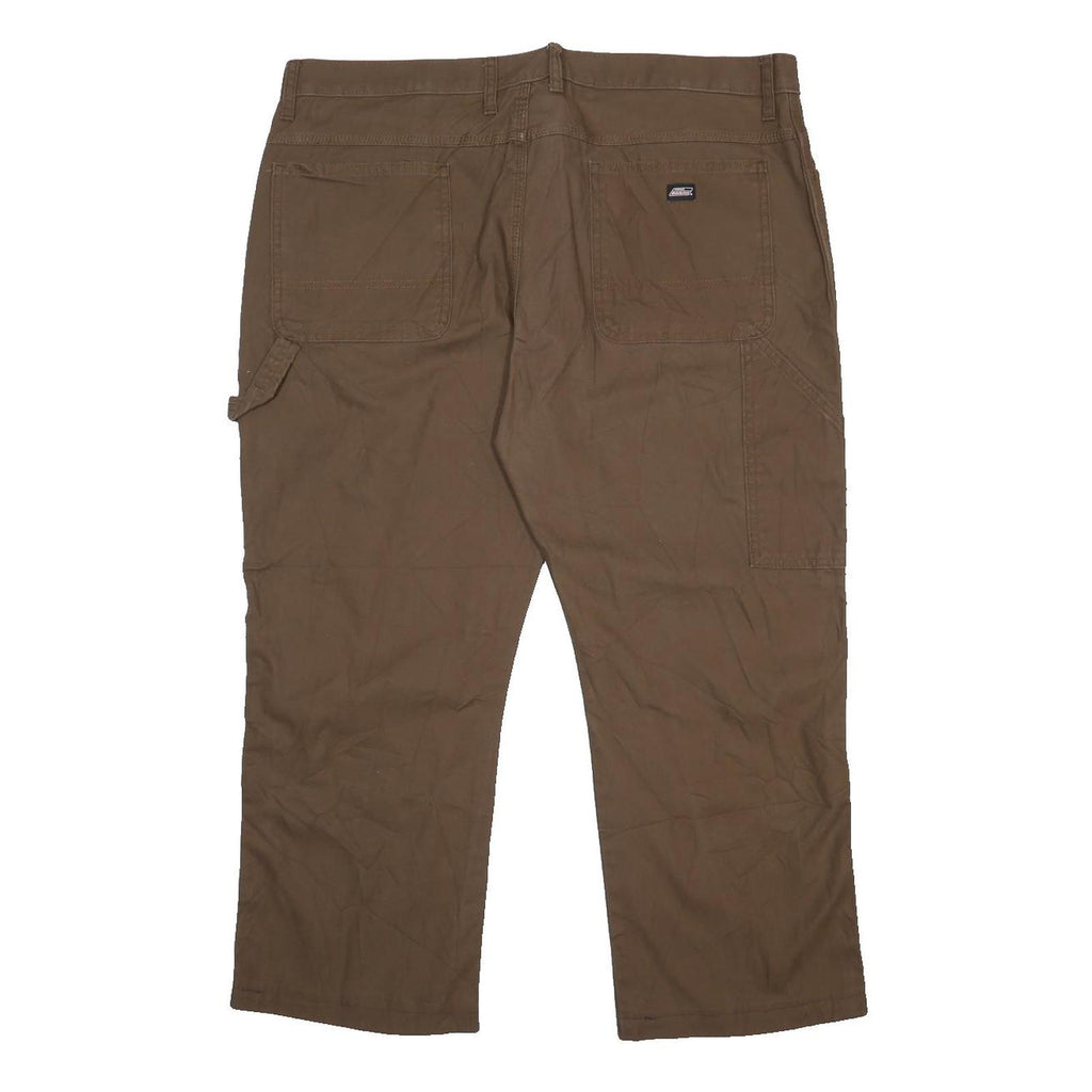 DICKIES Mens Cotton Blend Brown Relaxed Straight Trousers W40 L25 Workwear