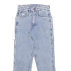 KARL KANI Mens Classic Light Blue Denim Jeans W24 L28 Logo Patchwork Cotton Zip