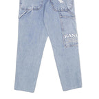 KARL KANI Mens Classic Light Blue Denim Jeans W24 L28 Logo Patchwork Cotton Zip