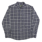 EDDIE BAUER Mens Blue & White Check Shirt L Button-Down Collar Long Sleeve
