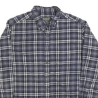 EDDIE BAUER Mens Blue & White Check Shirt L Button-Down Collar Long Sleeve