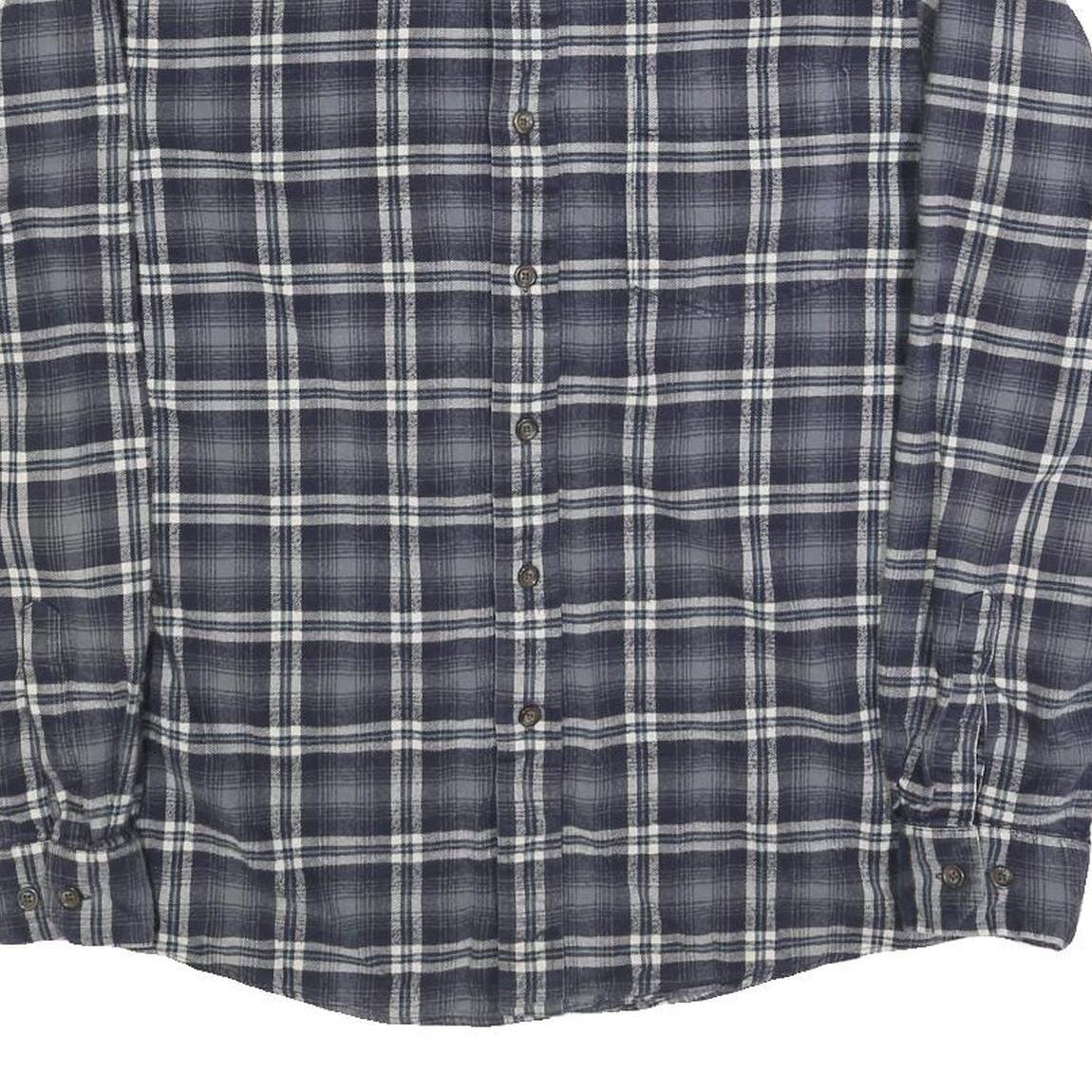 EDDIE BAUER Mens Blue & White Check Shirt L Button-Down Collar Long Sleeve