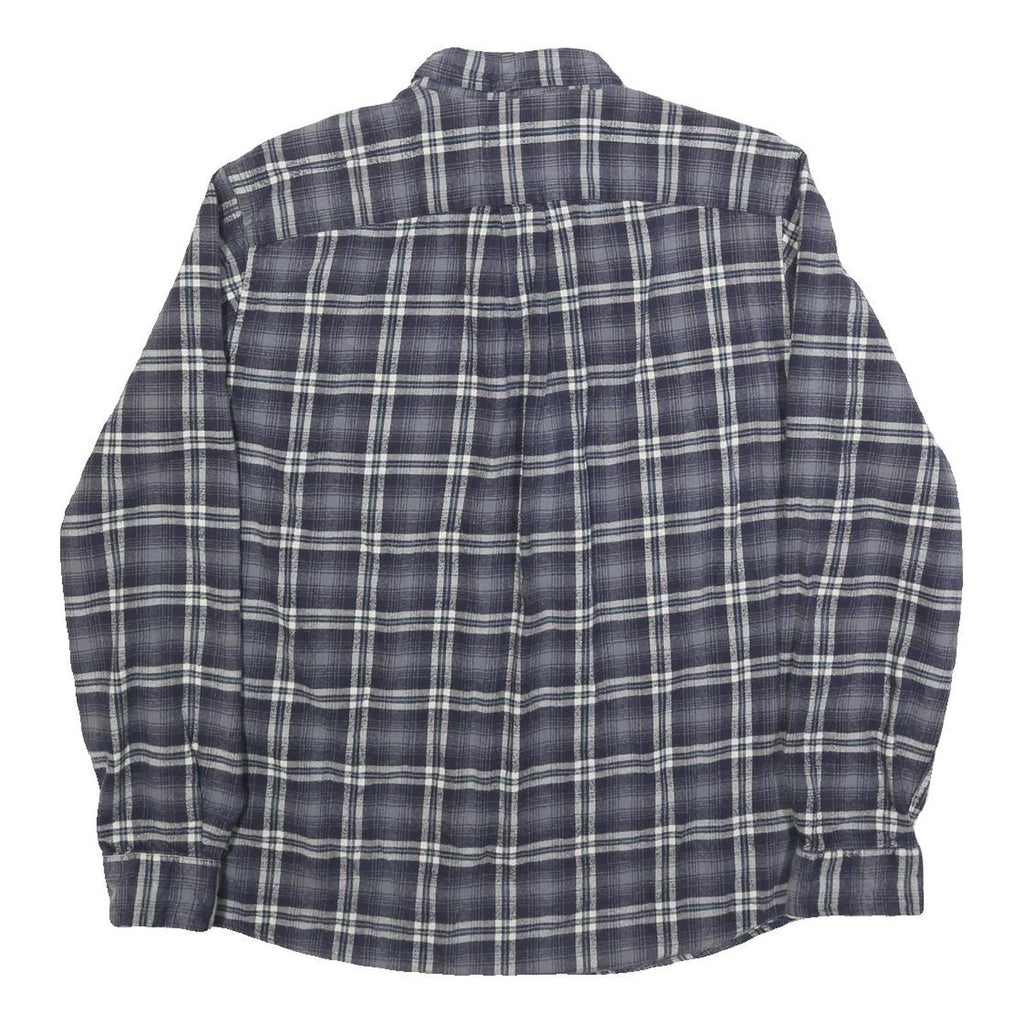 EDDIE BAUER Mens Blue & White Check Shirt L Button-Down Collar Long Sleeve