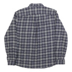 EDDIE BAUER Mens Blue & White Check Shirt L Button-Down Collar Long Sleeve