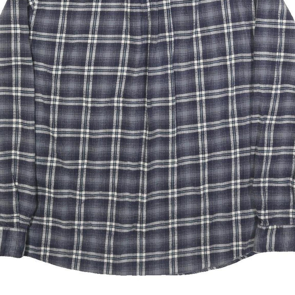 EDDIE BAUER Mens Blue & White Check Shirt L Button-Down Collar Long Sleeve