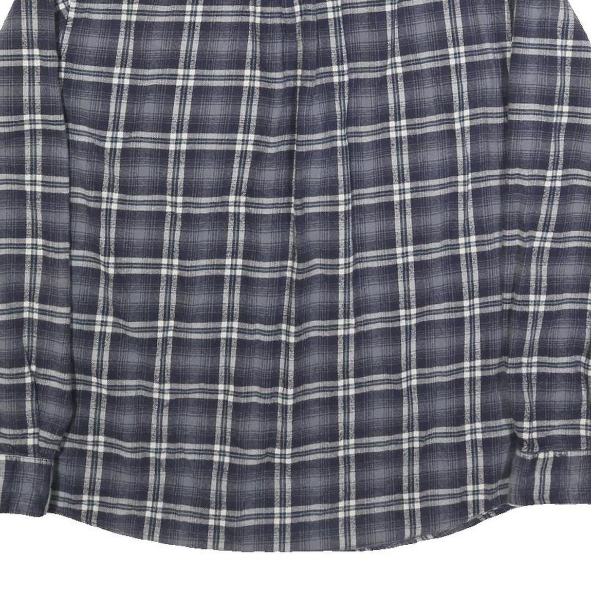 EDDIE BAUER Mens Blue & White Check Shirt L Button-Down Collar Long Sleeve