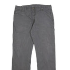 DICKIES Mens Cotton Blend Grey Regular Straight Trousers W36 L34 Workwear Zip