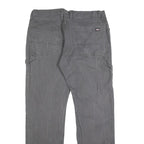 DICKIES Mens Cotton Blend Grey Regular Straight Trousers W36 L34 Workwear Zip