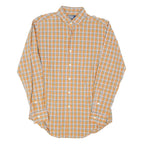 POLO RALPH LAUREN Mens Orange & White Checked Shirt M Cotton Blend Classic Fit