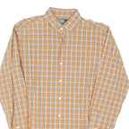 POLO RALPH LAUREN Mens Orange & White Checked Shirt M Cotton Blend Classic Fit