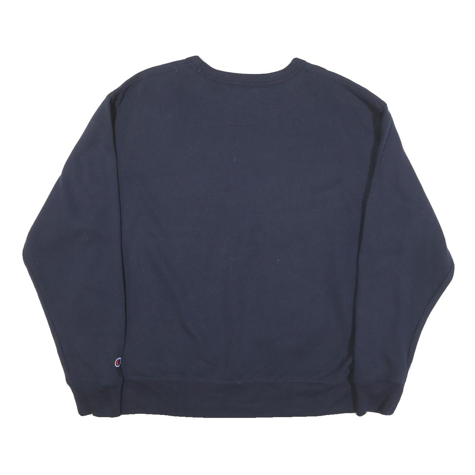 CHAMPION Mens Navy Blue Cotton Blend Crew Neck Sweatshirt L Casual Pullover