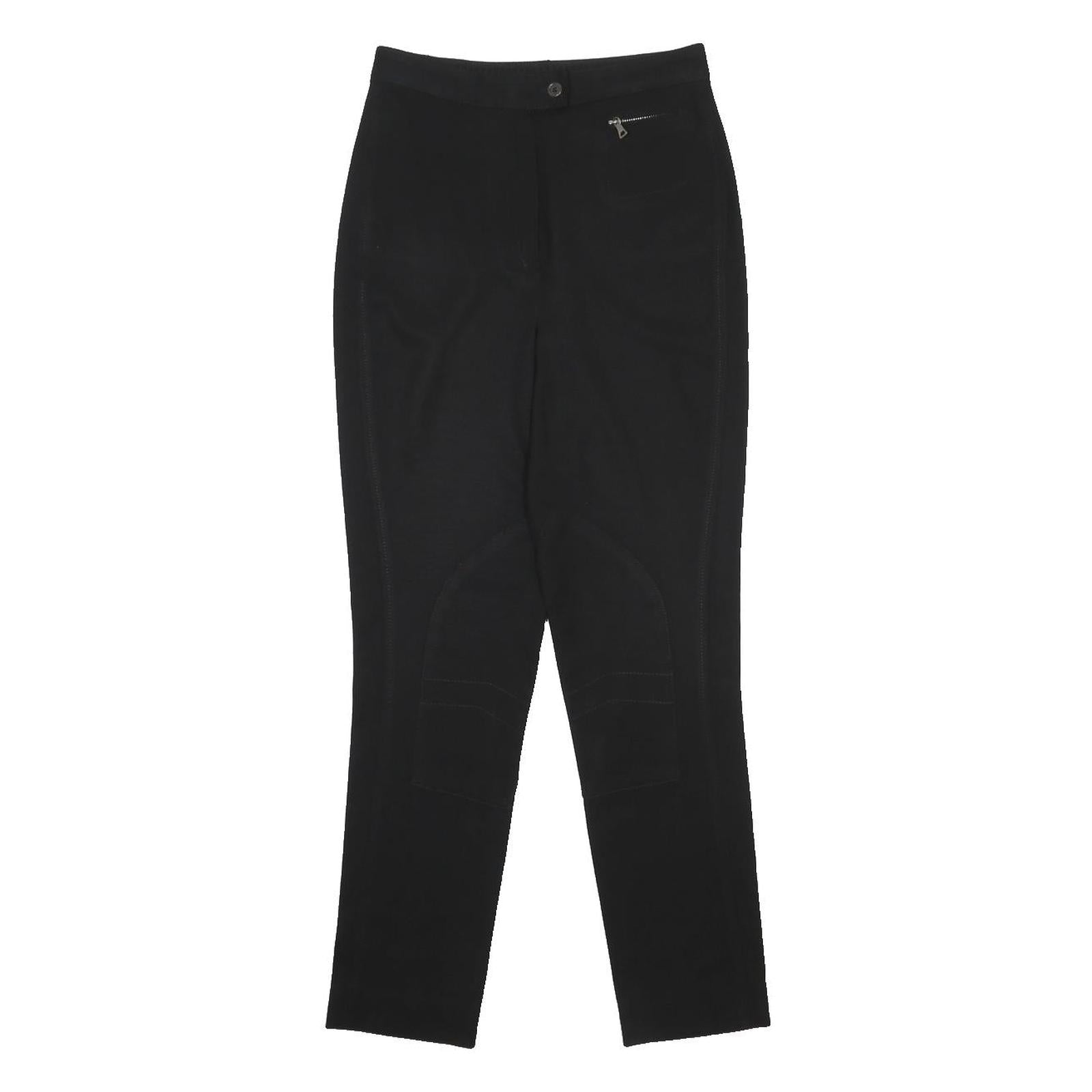 PRADA Womens Black Wool Blend Slim Zip Straight Trousers W26 L29 Elegant Fit