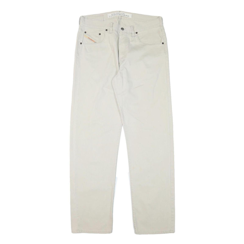 DIESEL Mens Cotton Blend White Regular Straight Trousers W34 L33 Casual Button