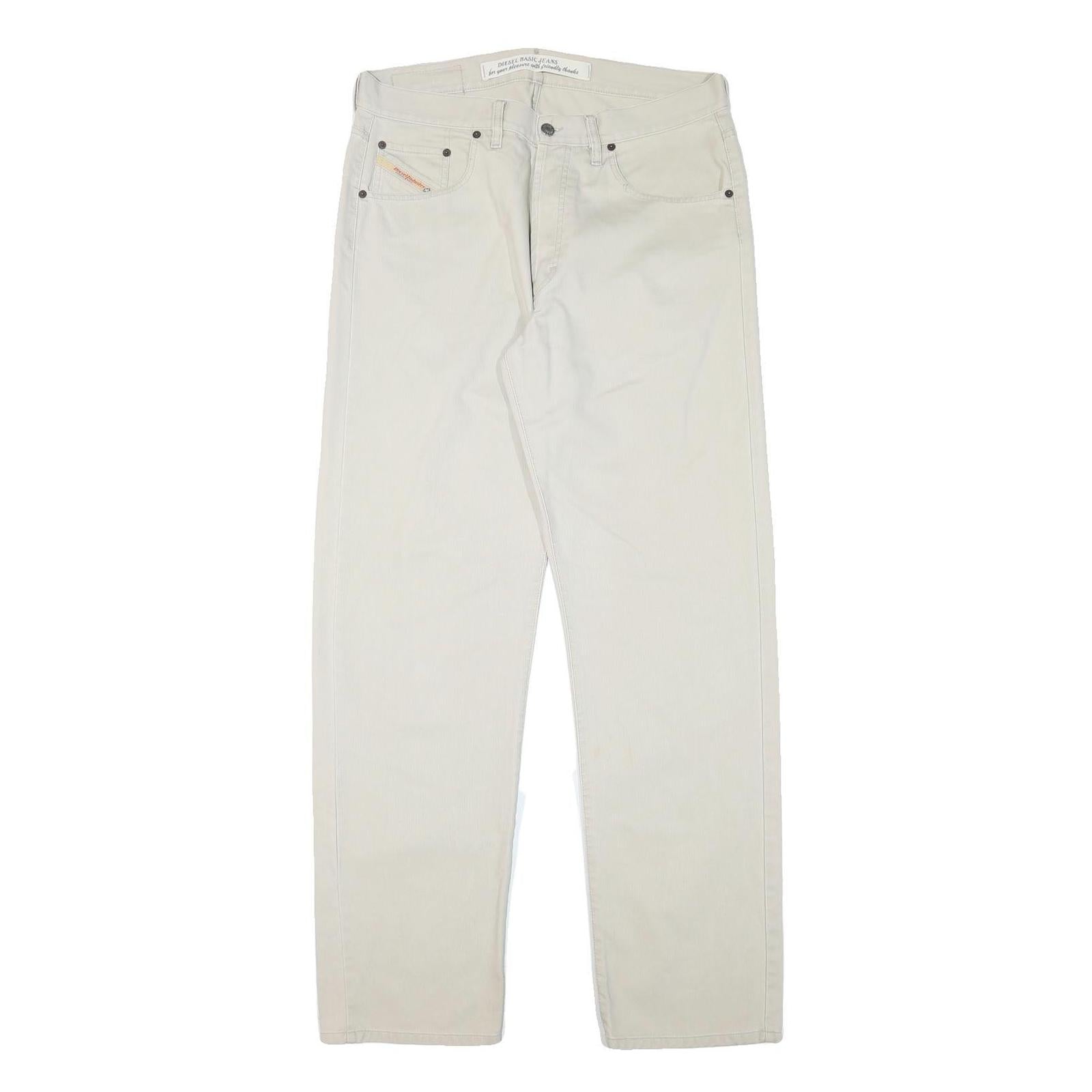 DIESEL Mens Cotton Blend White Regular Straight Trousers W34 L33 Casual Button