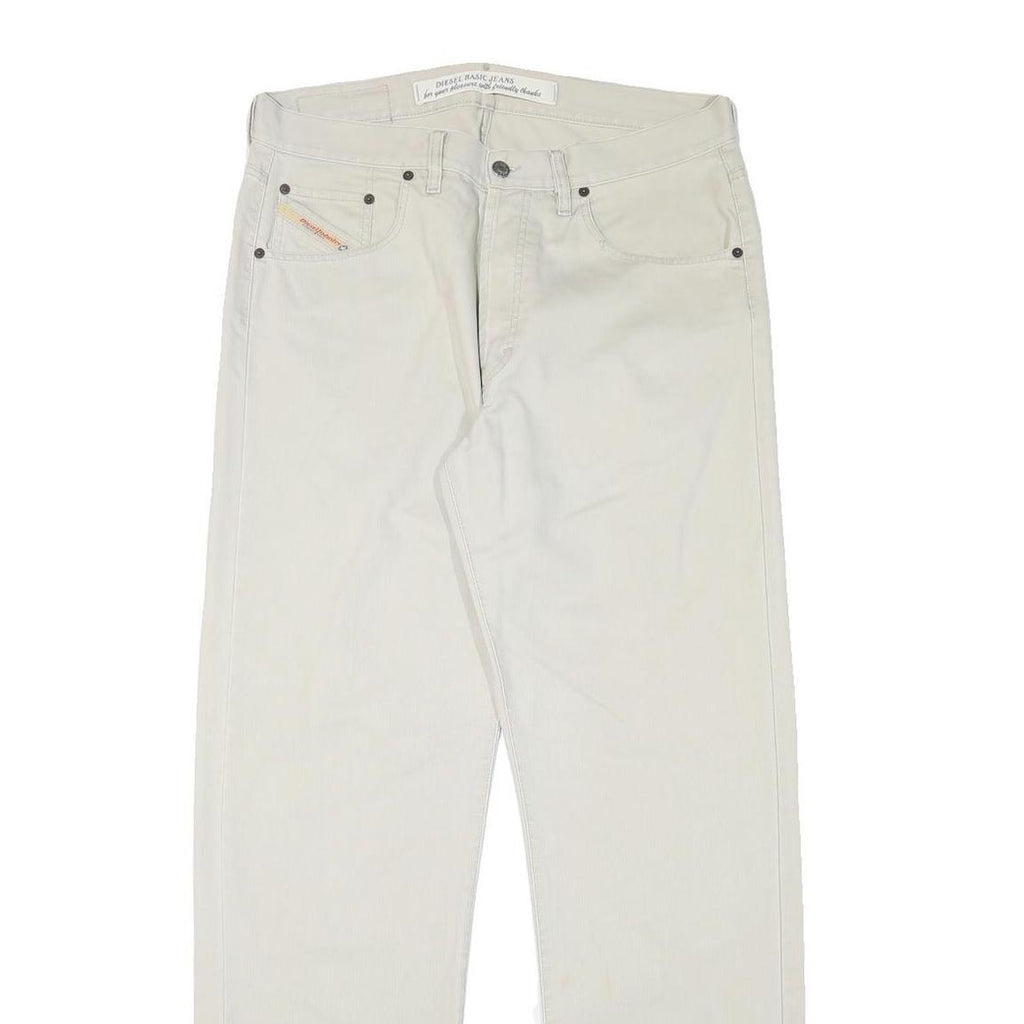 DIESEL Mens Cotton Blend White Regular Straight Trousers W34 L33 Casual Button