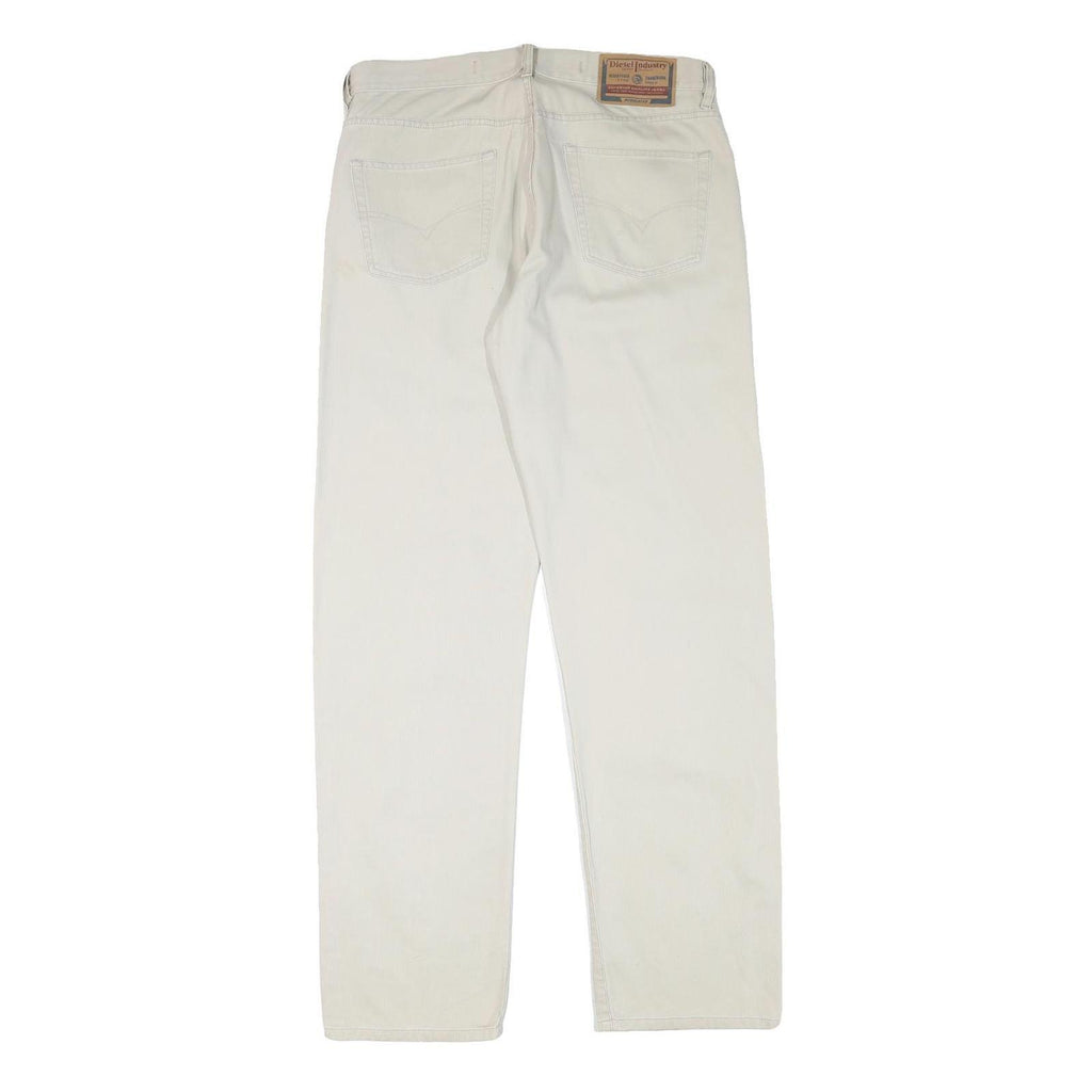 DIESEL Mens Cotton Blend White Regular Straight Trousers W34 L33 Casual Button
