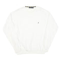 NAUTICA Mens White Pullover Plain Crew Neck Basic Knit L Cotton Blend Jumper