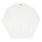 NAUTICA Mens White Pullover Plain Crew Neck Basic Knit L Cotton Blend Jumper