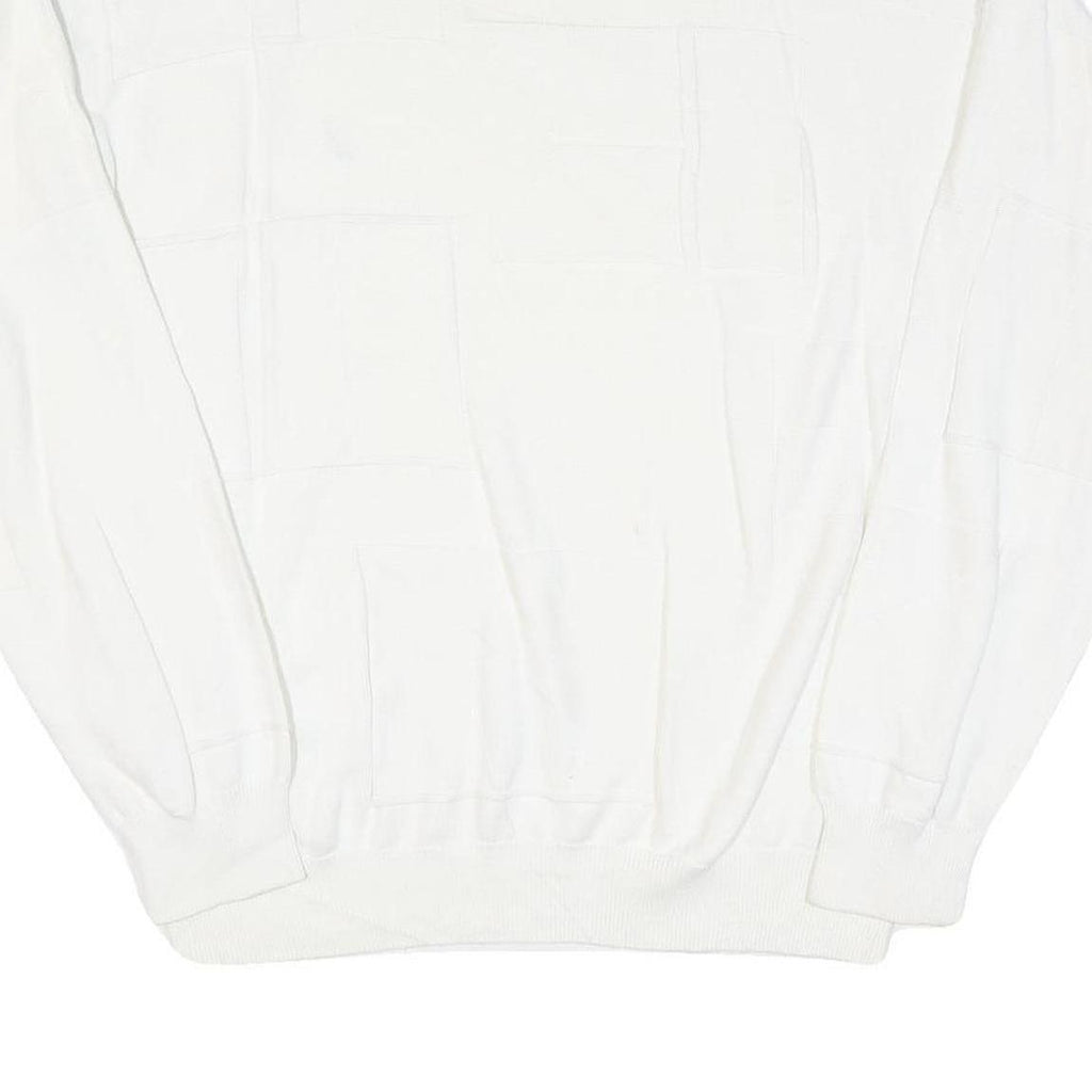 NAUTICA Mens White Pullover Plain Crew Neck Basic Knit L Cotton Blend Jumper