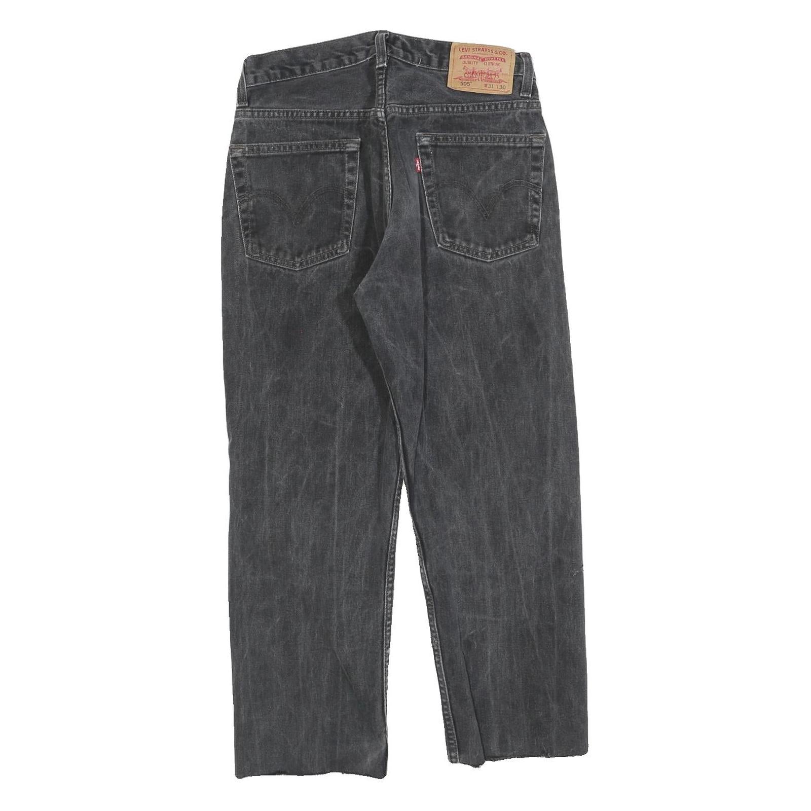 LEVI'S 505 Mens Black Regular Straight Denim Cotton Blend Dark W31 L25 Classic