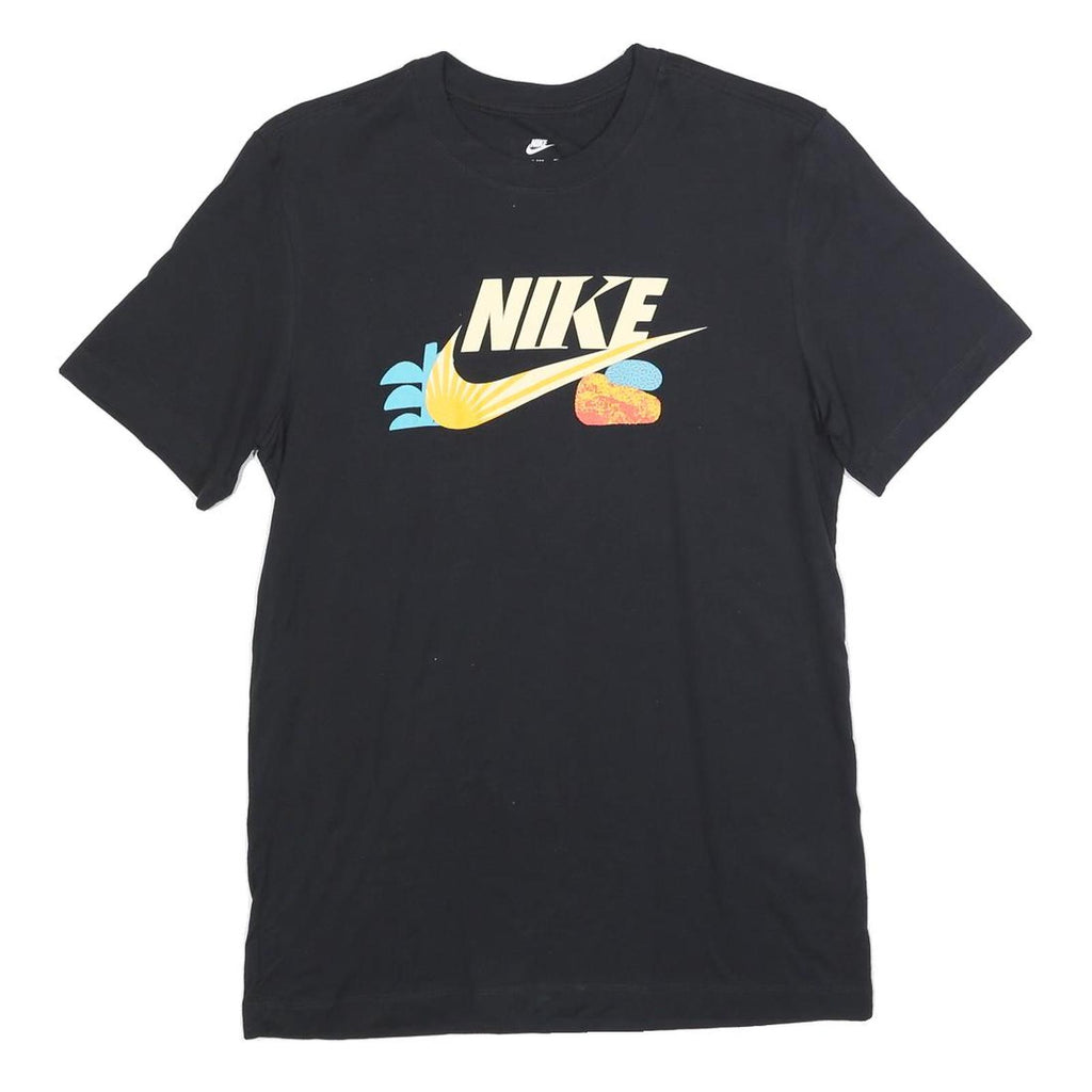 NIKE Mens Black S Graphic T-Shirt Short Sleeve Crew Neck Cotton Blend