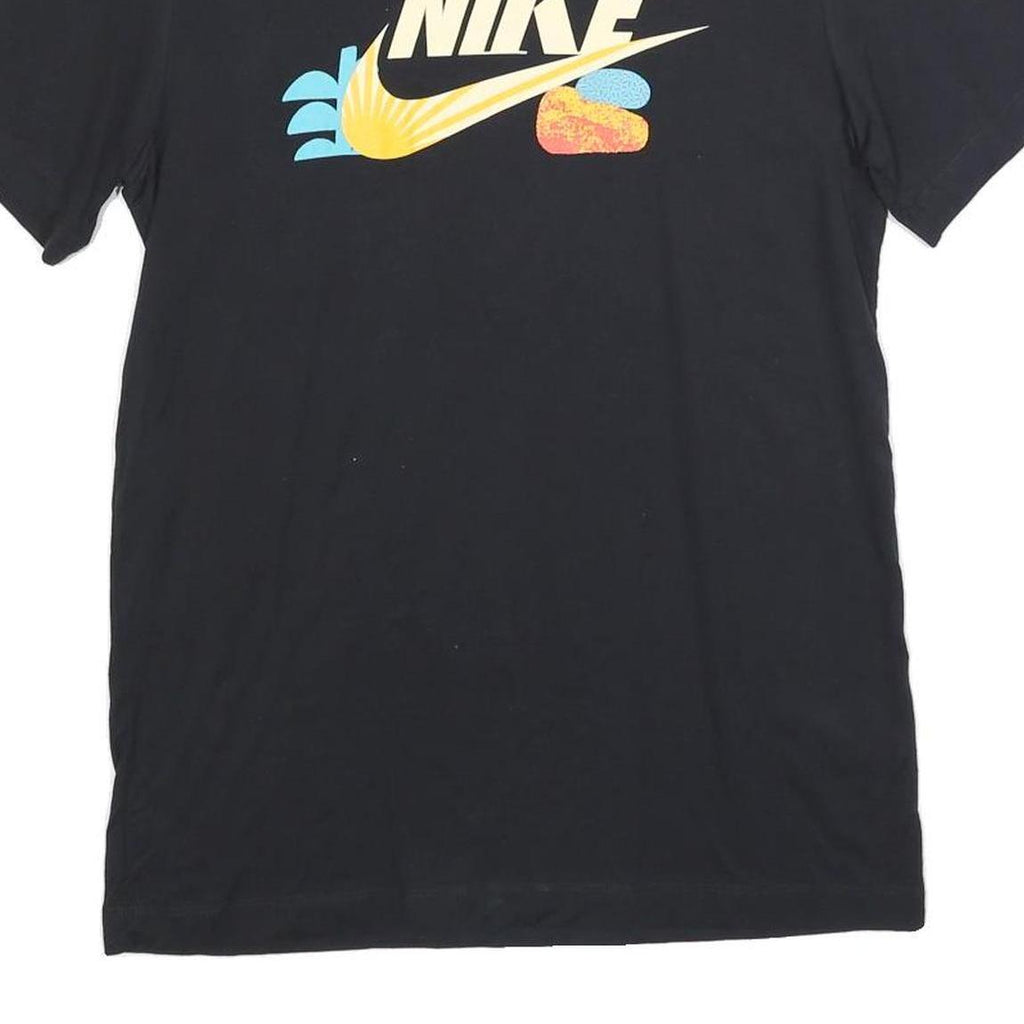 NIKE Mens Black S Graphic T-Shirt Short Sleeve Crew Neck Cotton Blend