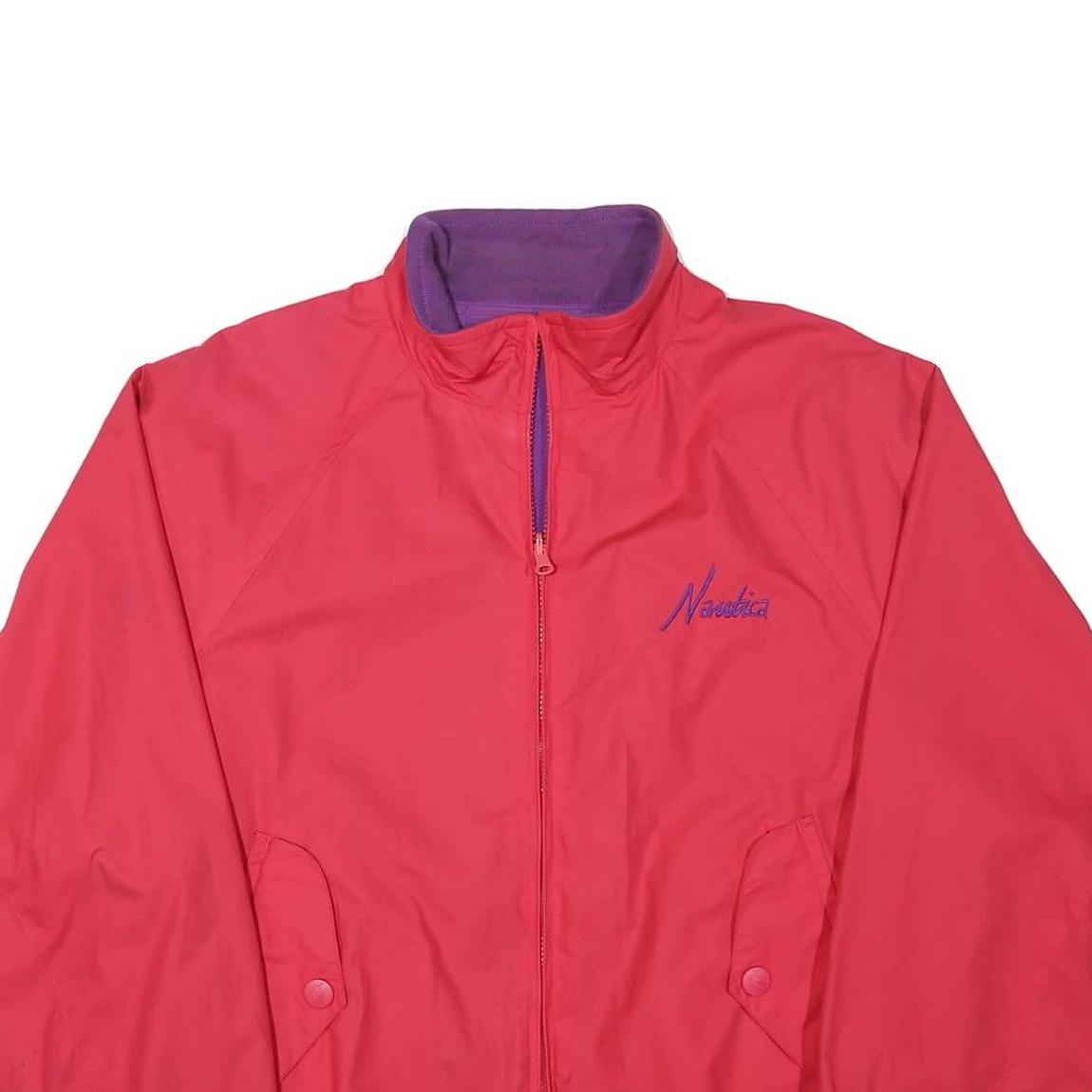 NAUTICA Mens Red & Purple Zip Jacket L Cotton Blend Plain Casual Lightweight