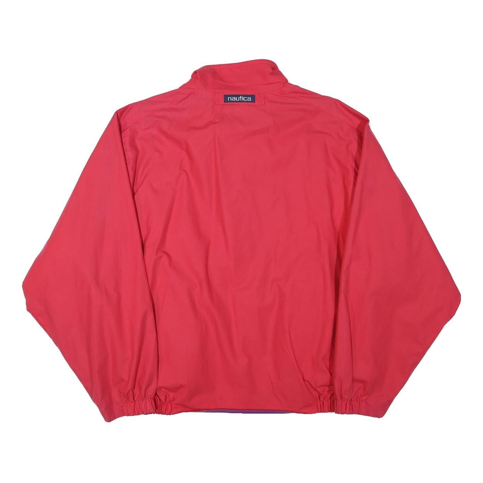 NAUTICA Mens Red & Purple Zip Jacket L Cotton Blend Plain Casual Lightweight